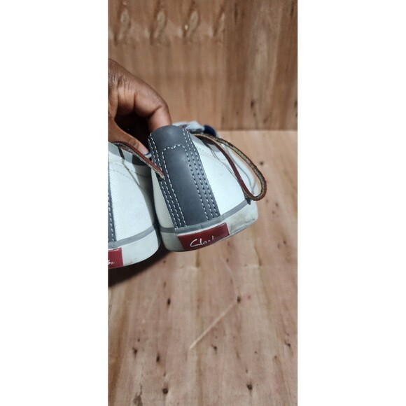 Clarks Mens Size 10.5 M 26115998 White Lace Up Canvas Boat Shoes - Picture 7 of 11